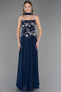 Long Navy Blue Chiffon Evening Dress ABU6665