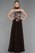 Long Brown Chiffon Evening Dress ABU6665