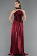 Long Burgundy Chiffon Prom Gown ABU6666