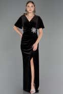 Long Brown Velvet Velvet Oversized Evening Dress ABU4317