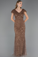 Long Copper Beaded Plus Size Evening Dress ABU6672
