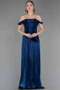 Long Navy Blue Chiffon Prom Gown ABU6674