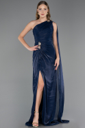 Long Navy Blue Chiffon Evening Dress ABU6675