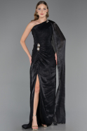 Long Black Chiffon Evening Dress ABU6675