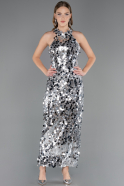 Long Silver Scaly Evening Dress ABU6676