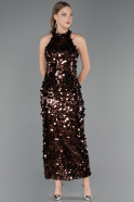 Long Brown Scaly Evening Dress ABU6676
