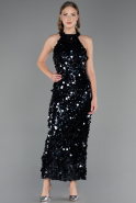 Long Navy Blue Scaly Evening Dress ABU6676