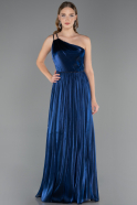 Long Navy Blue Chiffon Prom Gown ABU6678