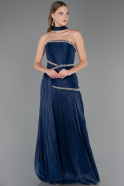 Long Navy Blue Chiffon Evening Dress ABU6681