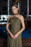 Long Olive Drab Chiffon Prom Gown ABU6666