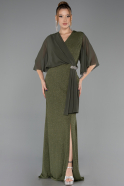Long Olive Drab Plus Size Evening Dress ABU2979