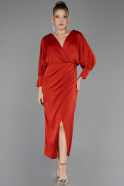 Midi Brick Satin Plus Size Cocktail Dress ABK2709
