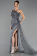 Long Anthracite Stony Evening Dress ABU6691