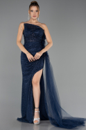 Long Navy Blue Stony Evening Dress ABU6691