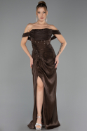 Long Brown Chiffon Evening Dress ABU6692