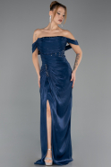 Long Navy Blue Chiffon Evening Dress ABU6692