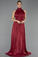 Long Burgundy Chiffon Plus Size Evening Gown ABU6700