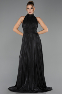 Long Black Chiffon Plus Size Evening Gown ABU6700