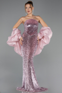 Long Powder Color Scaly Evening Dress ABU6697