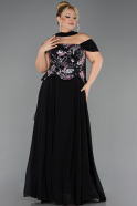 Long Black Chiffon Plus Size Evening Dress ABU6717