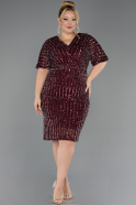 Midi Burgundy Plus Size Cocktail Dress ABK2704