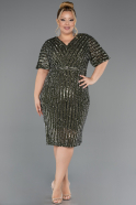 Midi Olive Drab Plus Size Cocktail Dress ABK2704