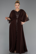 Long Brown Chiffon Plus Size Evening Dress ABU6722