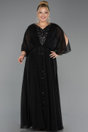 Long Black Chiffon Plus Size Evening Dress ABU6722