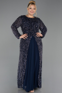 Long Navy Blue Scaly Formal Plus Size Dress ABU6724