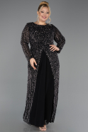 Long Black-Silver Scaly Formal Plus Size Dress ABU6724