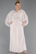 Long Beige Chiffon Plus Size Evening Gown ABU6725