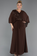 Long Brown Chiffon Plus Size Evening Gown ABU6725