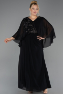 Long Black Chiffon Plus Size Evening Gown ABU6725