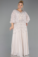 Long Beige Chiffon Plus Size Evening Dress ABU6726