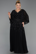 Long Black Chiffon Plus Size Evening Dress ABU6726