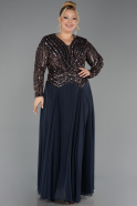 Long Anthracite Chiffon Plus Size Evening Gown ABU6727