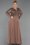 Long Copper Chiffon Plus Size Evening Gown ABU6727