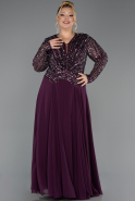 Long Plum Chiffon Plus Size Evening Gown ABU6727