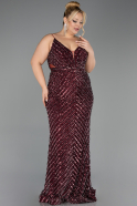 Long Burgundy Scaly Plus Size Evening Dress ABU6721