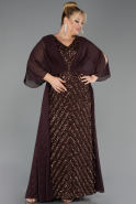 Long Brown Scaly Plus Size Evening Dress ABU6729