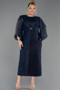 Midi Navy Blue Plus Size Cocktail Dress ABK2712