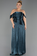 Long Oil Green Chiffon Plus Size Evening Gown ABU6685