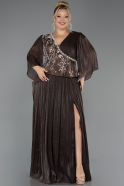 Long Brown Chiffon Plus Size Evening Gown ABU6619