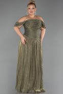 Long Olive Drab Chiffon Plus Size Evening Dress ABU6603