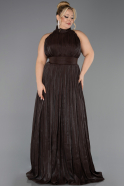 Long Brown Chiffon Plus Size Evening Gown ABU6699