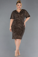Midi Brown Plus Size Cocktail Dress ABK2704