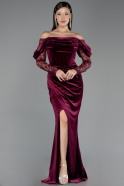 Long Plum Velvet Evening Dress ABU6668