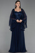 Long Navy Blue Chiffon Evening Dress ABU6738