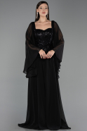 Long Black Chiffon Evening Dress ABU6738