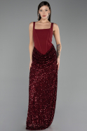Long Burgundy Scaly Evening Dress ABU6650